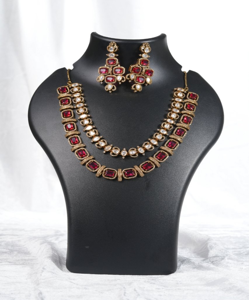 Premium Dual-Layer Moissanite Ruby Necklace Set - Image 2