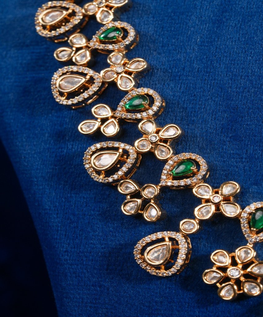 Royal Emerald Floral Moissanite Finish Necklace - Image 5
