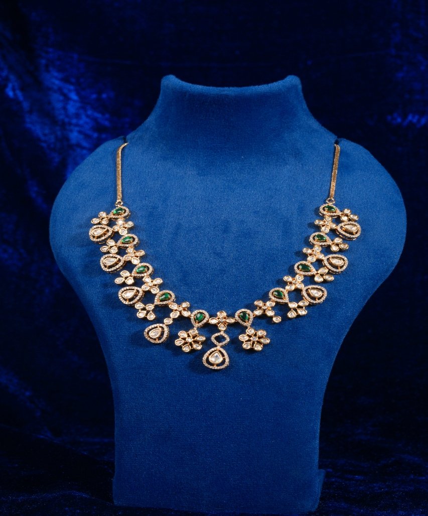 Royal Emerald Floral Moissanite Finish Necklace - Image 2