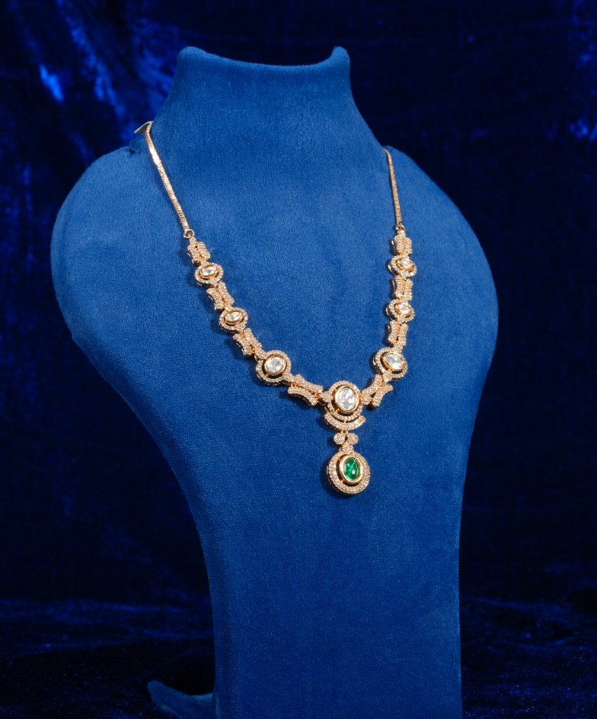 Elegant Emerald Drop Moissanite Finish Necklace - Image 3