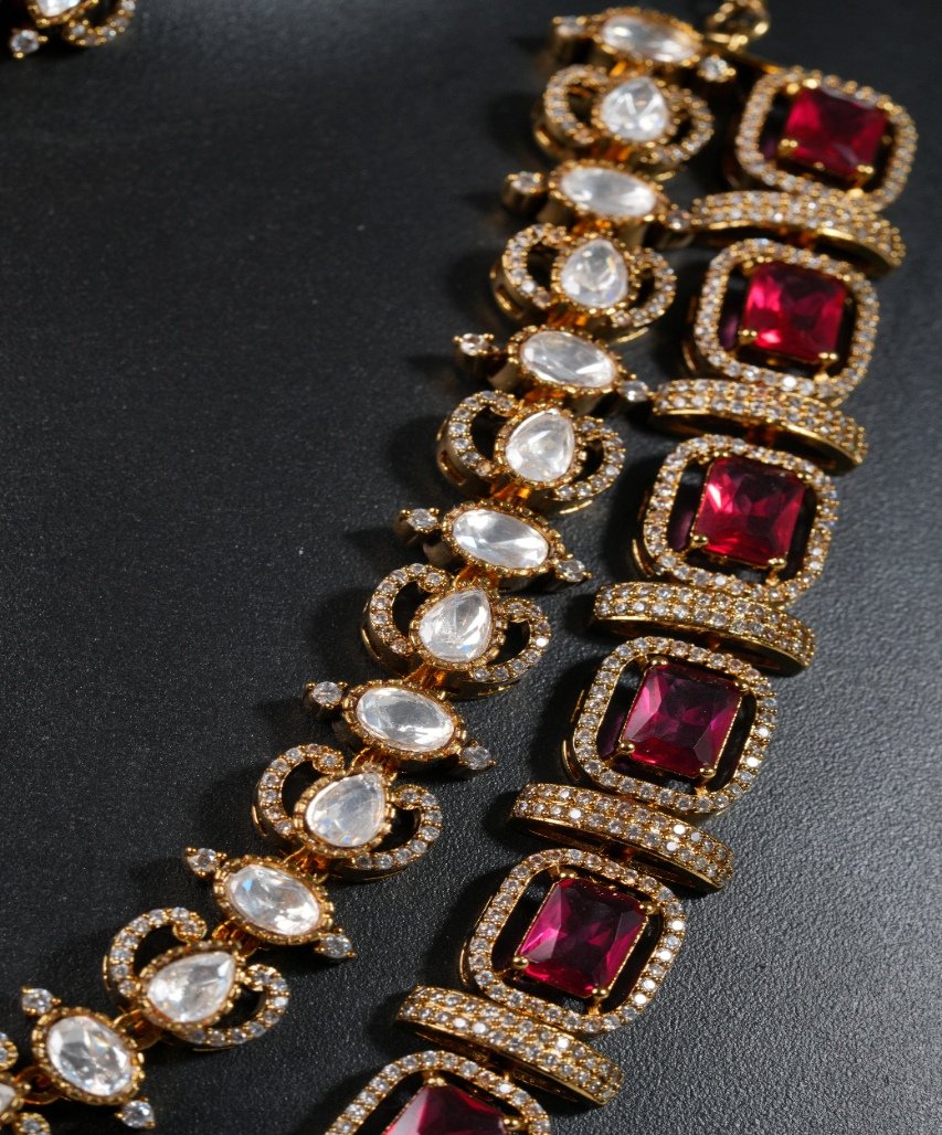 Premium Dual-Layer Moissanite Ruby Necklace Set - Image 5