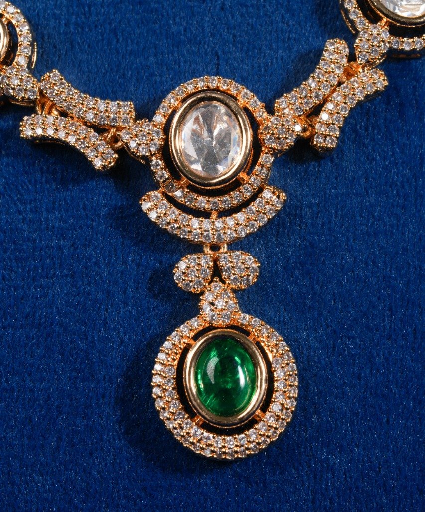 Elegant Emerald Drop Moissanite Finish Necklace - Image 5