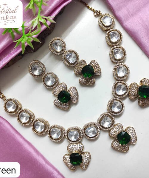 Elegant Floral Crystal Designer Necklace Set