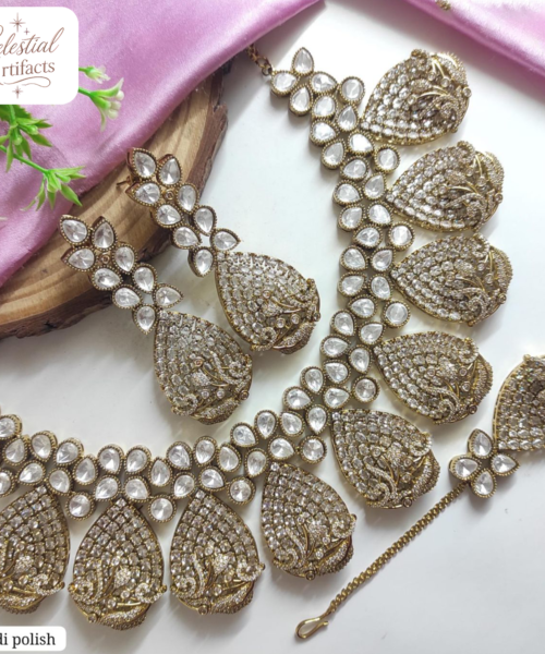 Royal Peacock Drop Designer Necklace Set