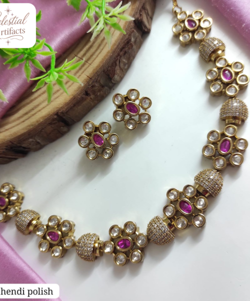 Floral Kundan Link Designer Necklace Set